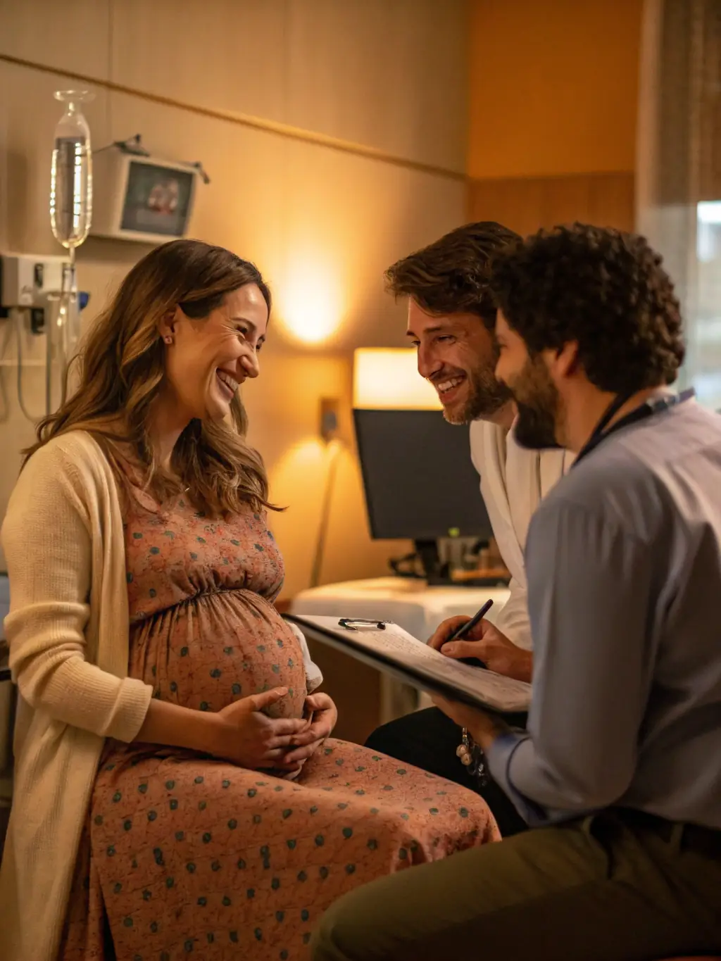 A heartwarming image of parents looking at a gender reveal ultrasound image, capturing the excitement and joy of discovering their baby's gender at DIMEFET.